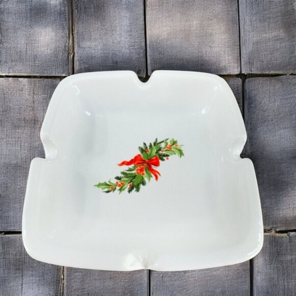 Vintage Haeger‎ Christmas Holly Ashtray Holiday Christmas Heritage Tray Dish VTG
